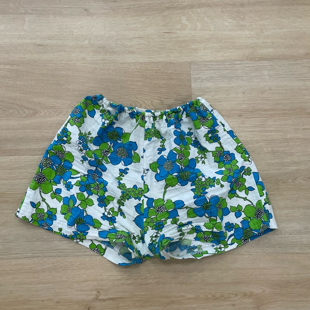 Vintage 1960s Mr. Wink California green and blue floral shorts floral